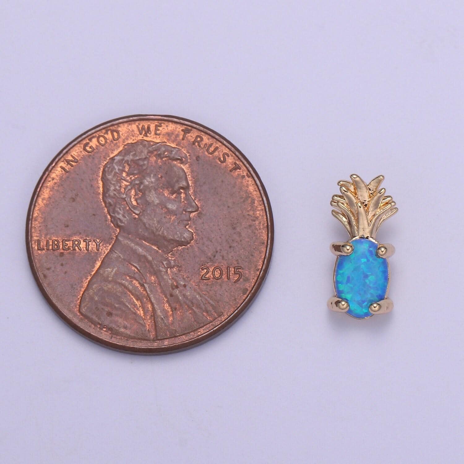 1x mini opal pineapple charm, dainty gold plated charm dainty charm bracelet earring necklace supplies, jewelry making blue pink white i099