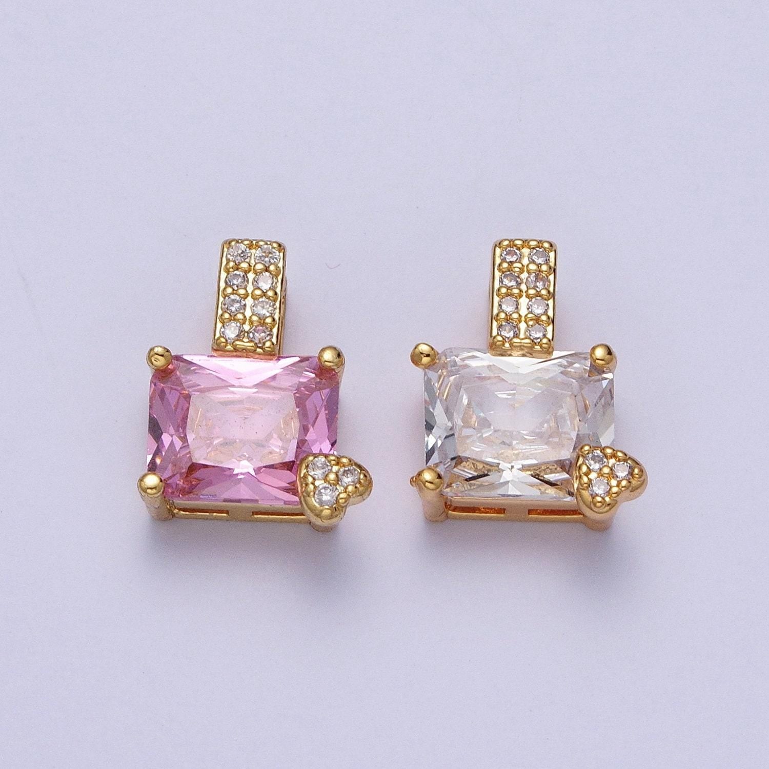 Rectangle emerald cut solitaire pendant necklace square cz diamond charm for bridal wedding necklace dainty necklace h-923
