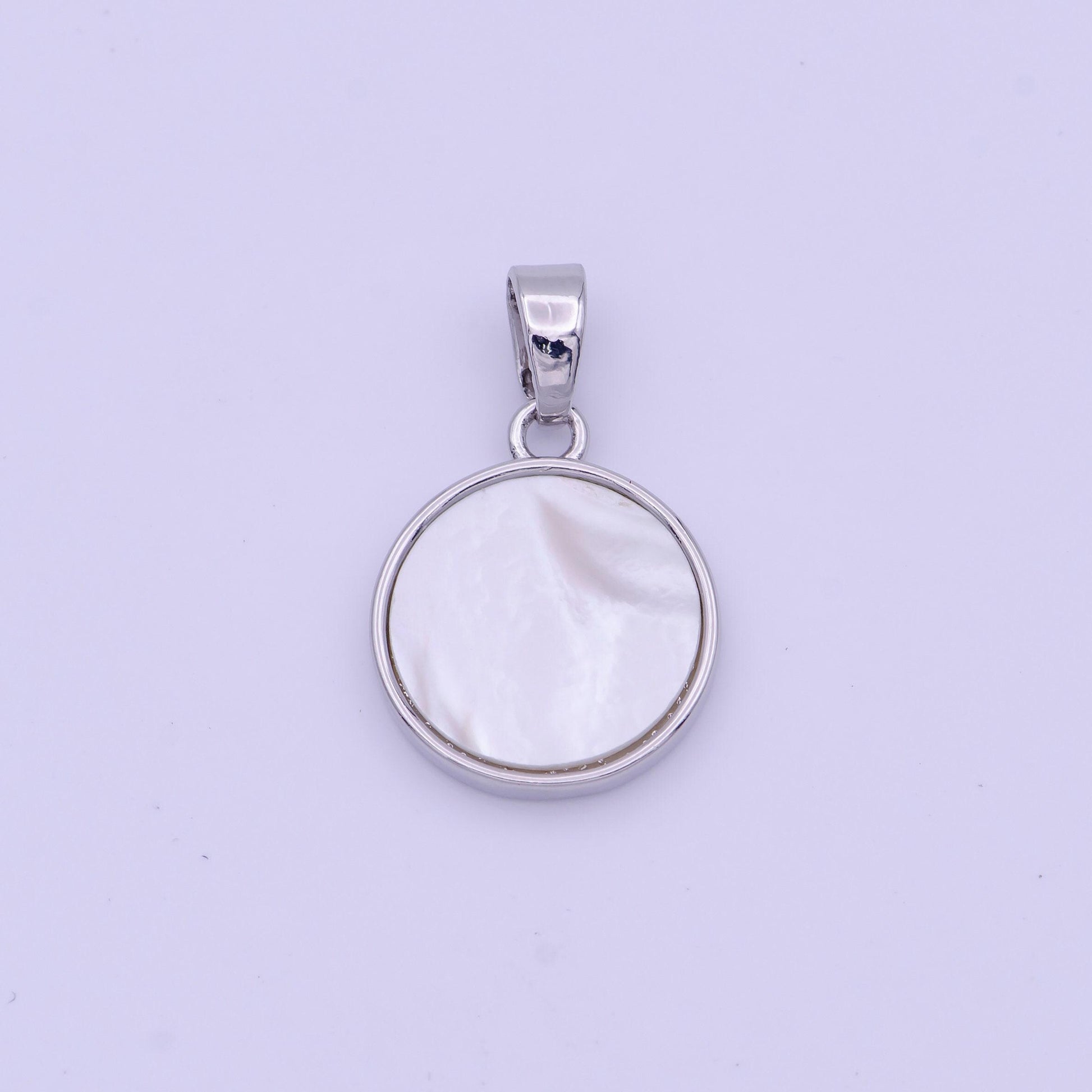 19mm round shell pearl minimalist charm in gold & silver | h903 h904