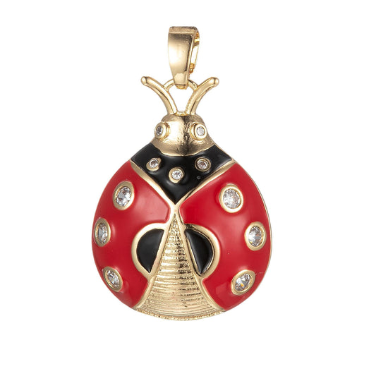 Dainty red ladybug charm enamel animal insect pendant for bracelet necklace earring component supply