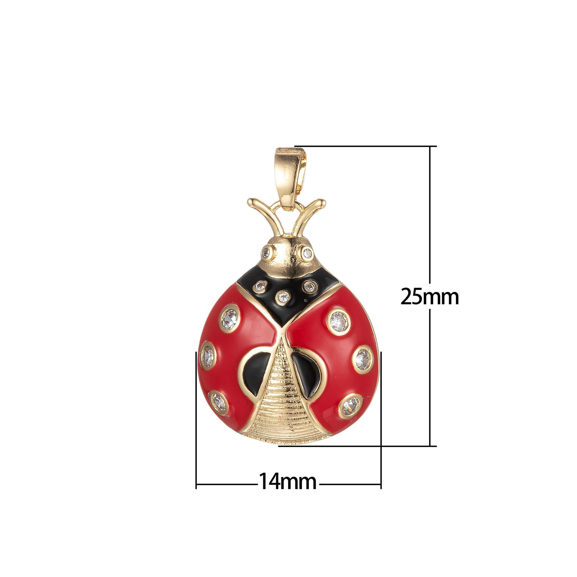 Dainty red ladybug charm enamel animal insect pendant for bracelet necklace earring component supply