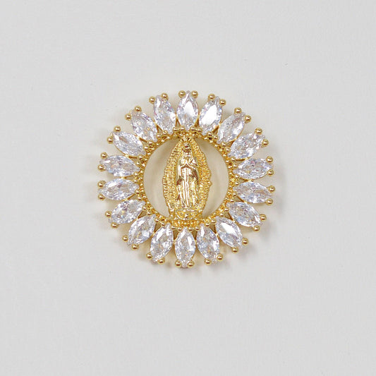 Dainty 14k gold filled virgin mary pendant necklace marquise lady of guadalupe charm sun flower medallion for religious jewelry h-895