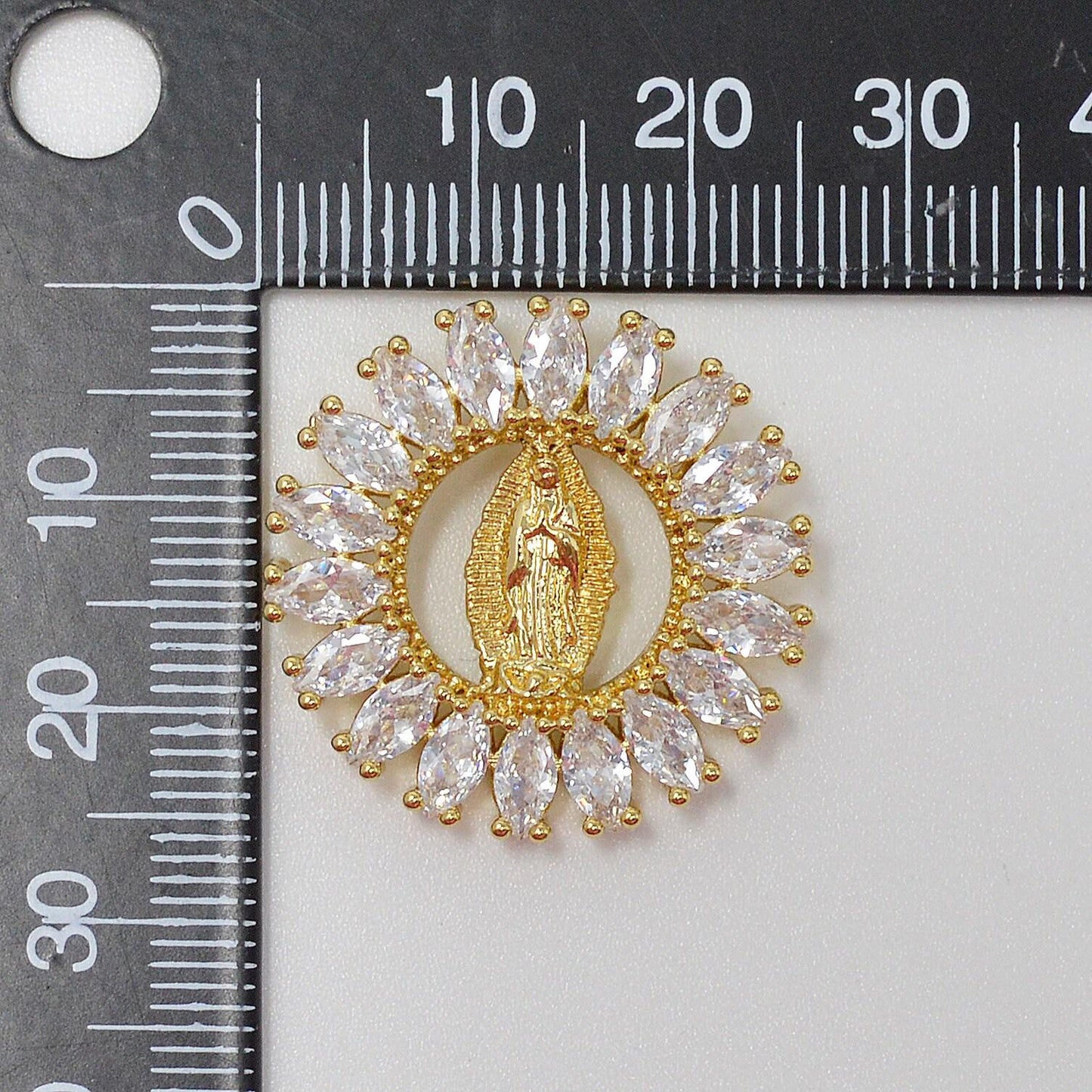 Dainty 14k gold filled virgin mary pendant necklace marquise lady of guadalupe charm sun flower medallion for religious jewelry h-895