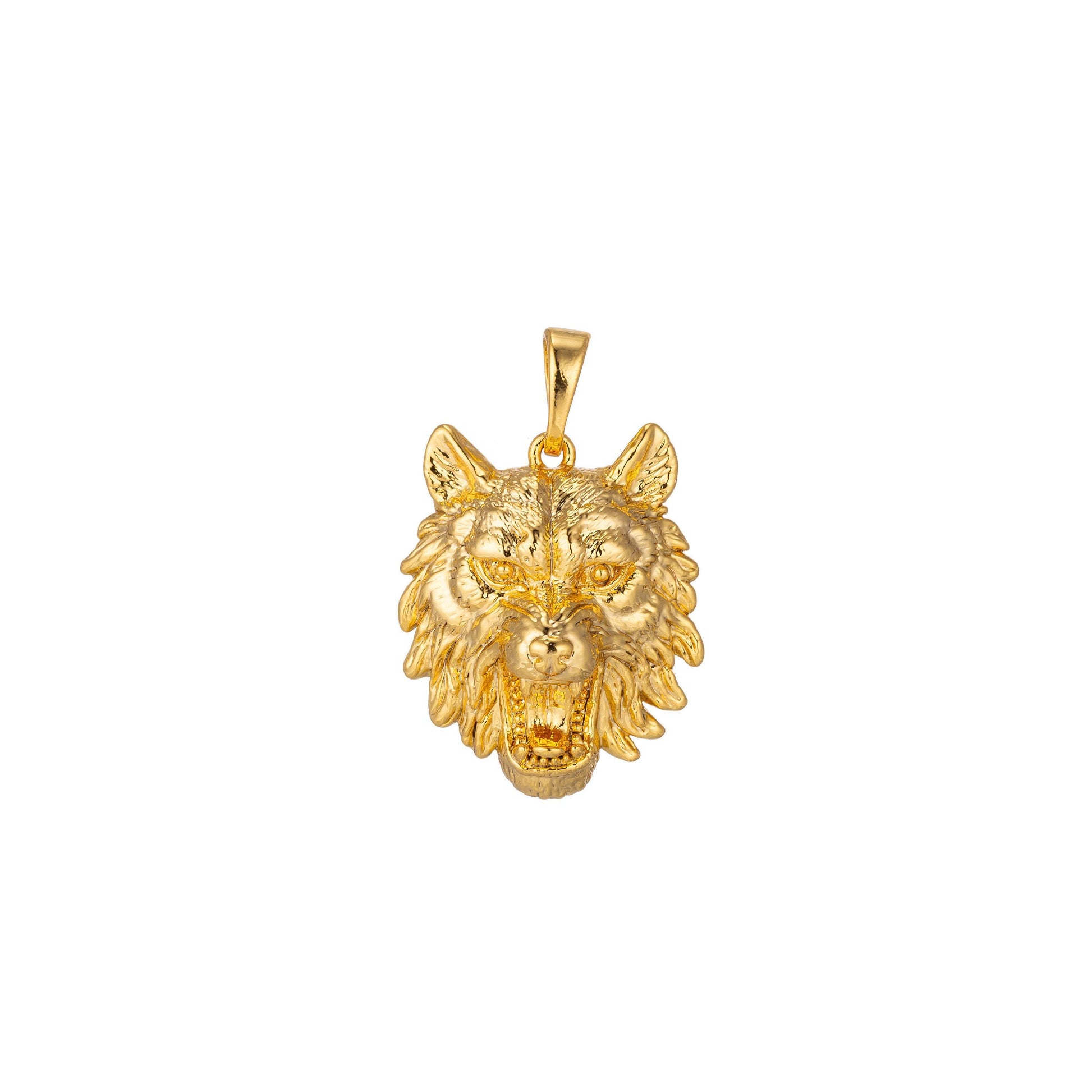Gold wolverine charm, 18k gold filled pendant dainty wolf necklace charm for jewelry making h-888