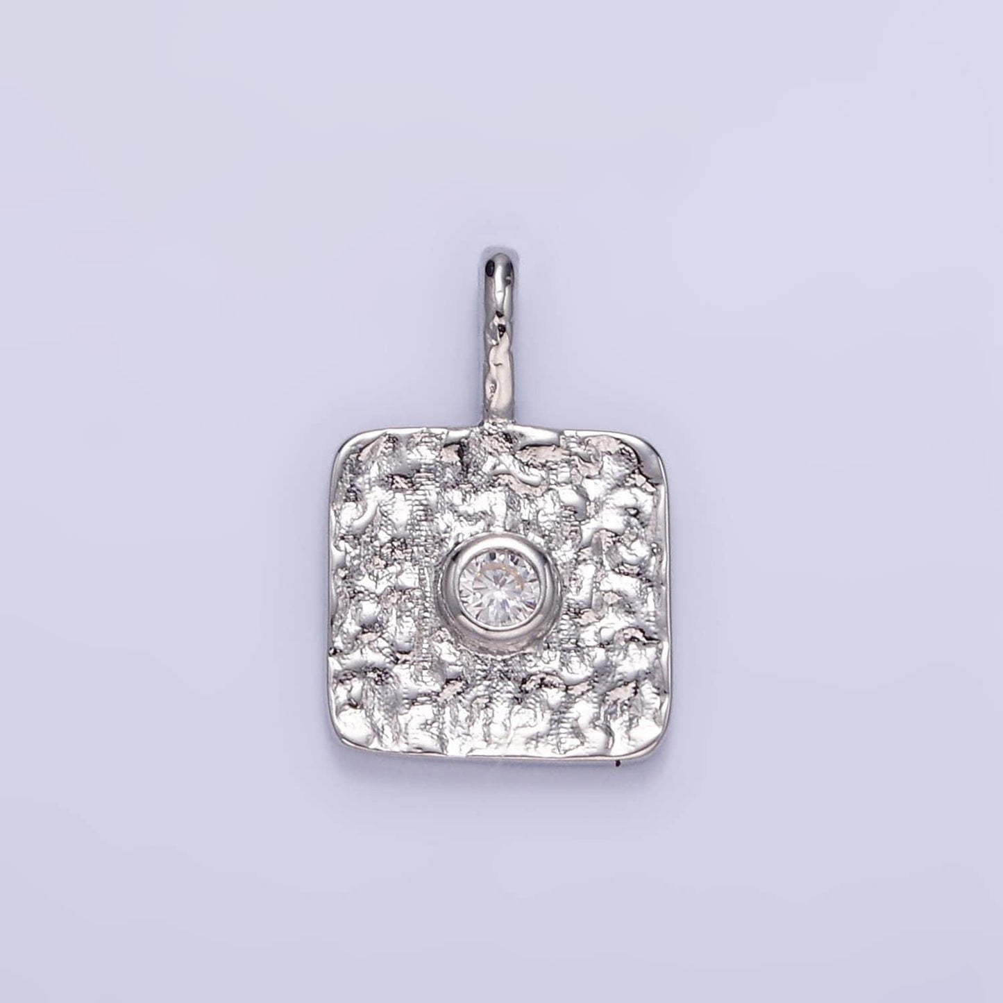 16k gold filled cz geometric square pendant in gold & silver rustic charm | h886