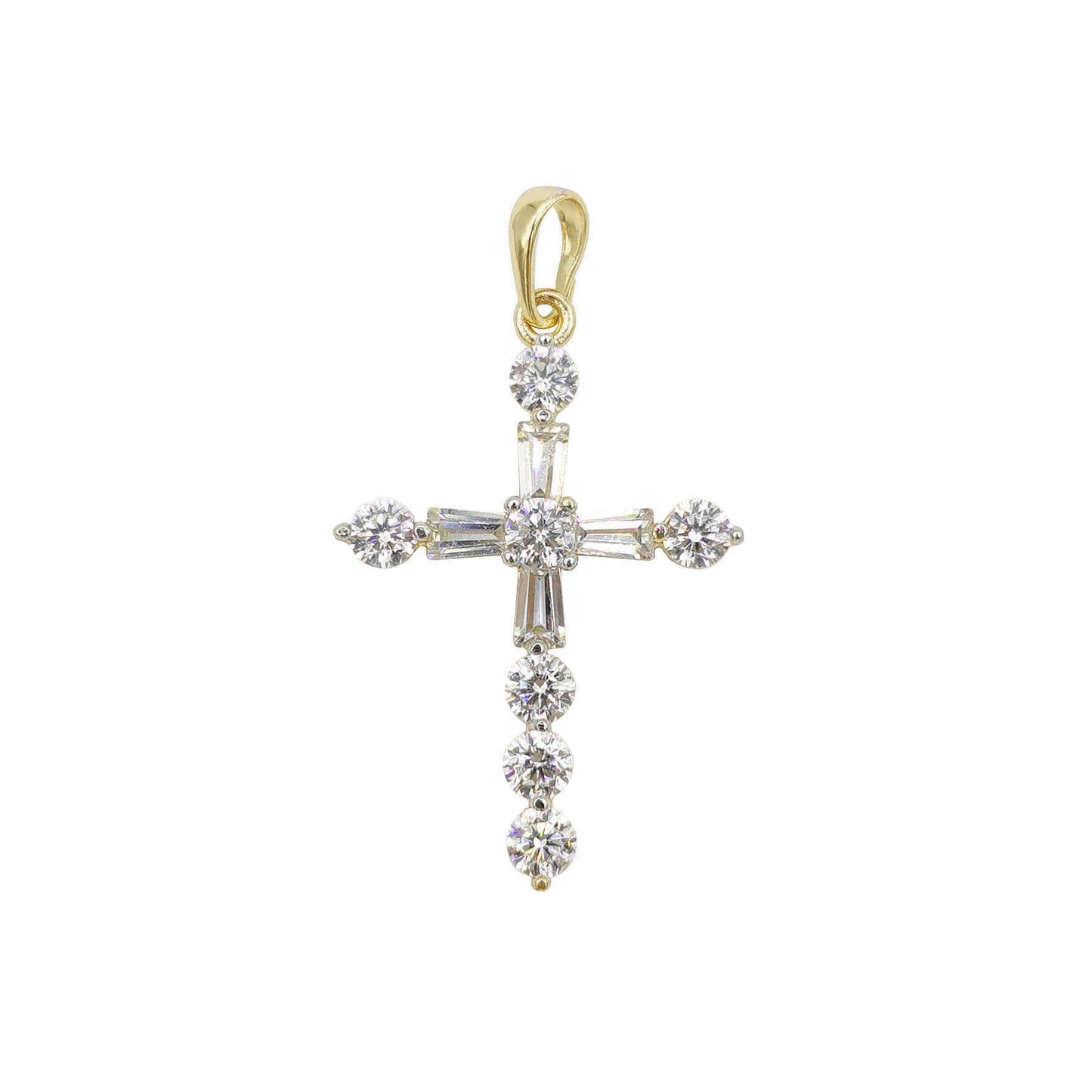 Dainty 14k gold filled cross charm pendant with cubic zirconia for religious catholic christian necklace jewelry making h-628