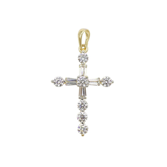 Dainty 14k gold filled cross charm pendant with cubic zirconia for religious catholic christian necklace jewelry making h-628