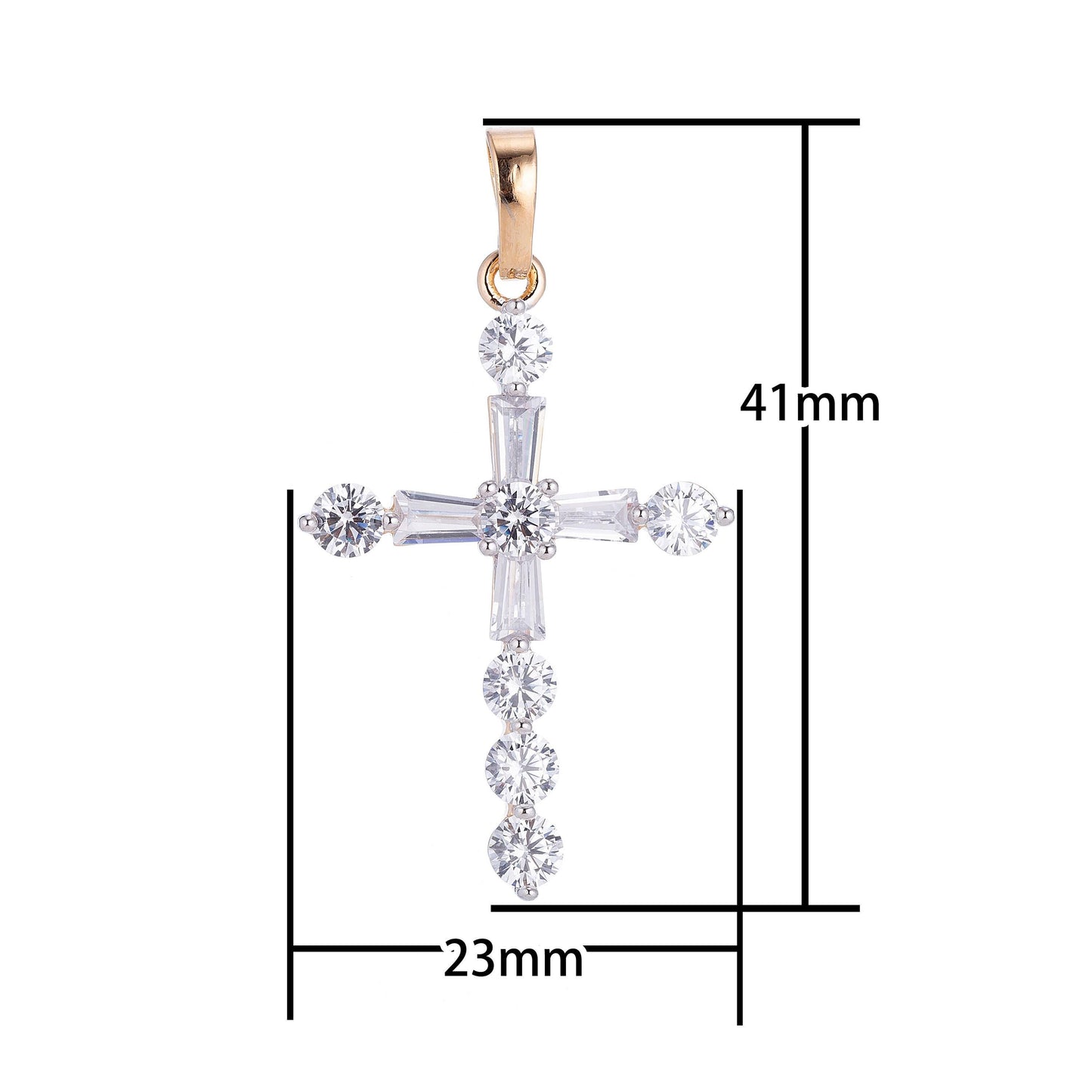 Dainty 14k gold filled cross charm pendant with cubic zirconia for religious catholic christian necklace jewelry making h-628