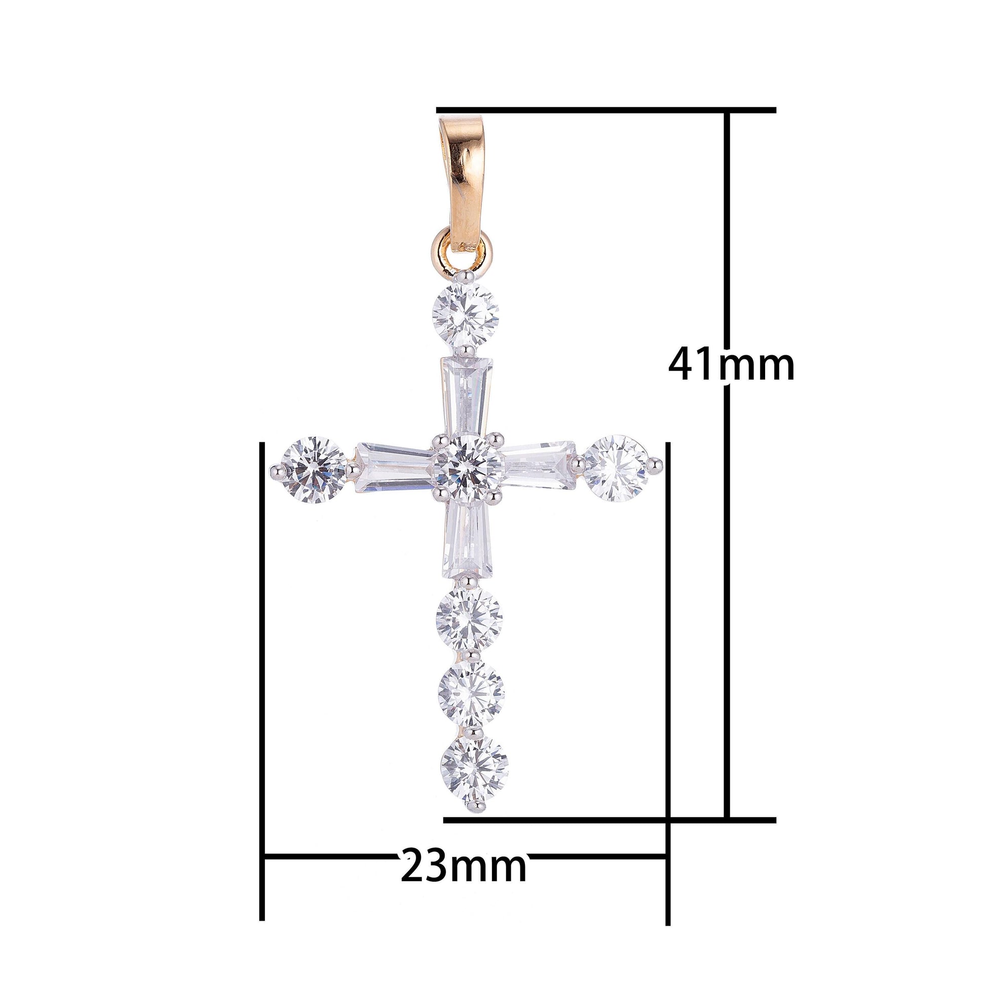 Dainty 14k gold filled cross charm pendant with cubic zirconia for religious catholic christian necklace jewelry making h-628