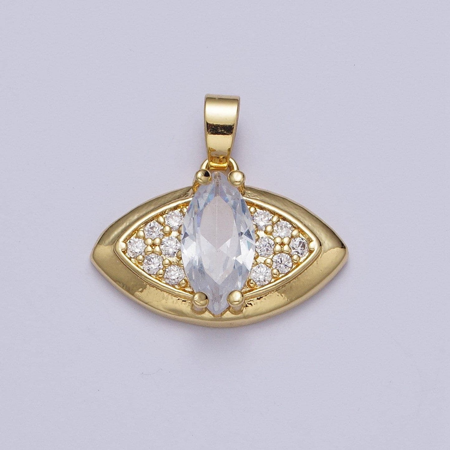 Gold evil eye pendant wih marquise cz stone eye charm h-874