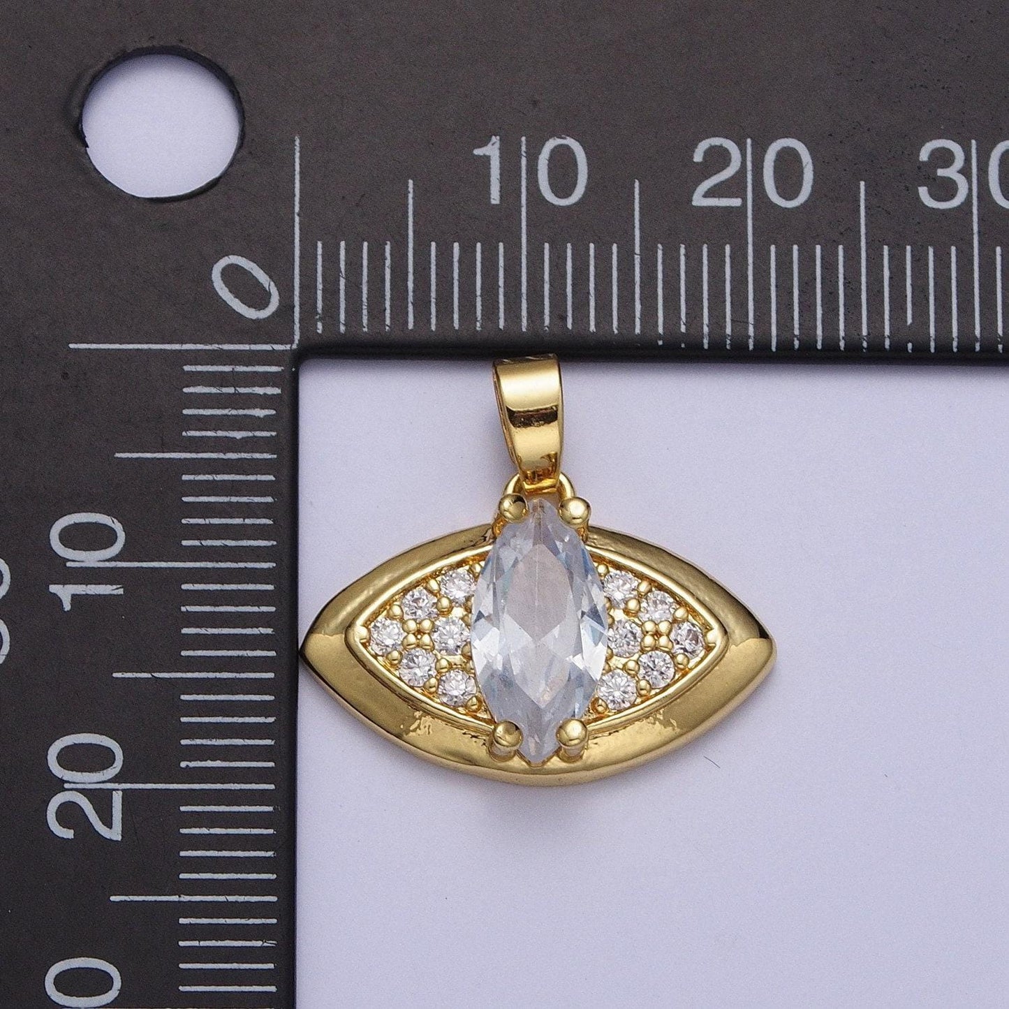 Gold evil eye pendant wih marquise cz stone eye charm h-874