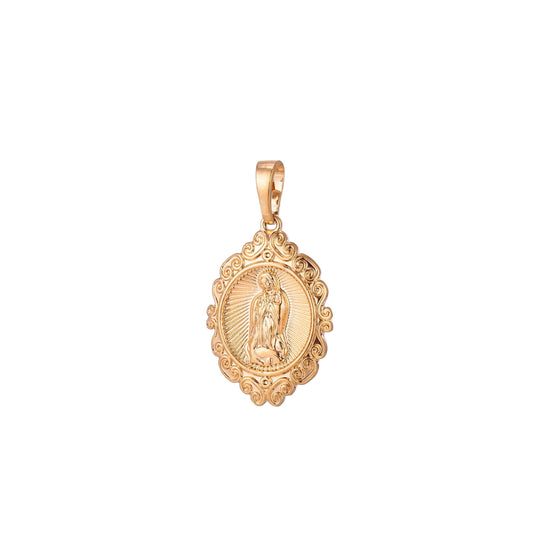 Virgin mary charm, Rose gold filled pendant dainty virgen de guadalupe necklace charm for jewelry making h-870