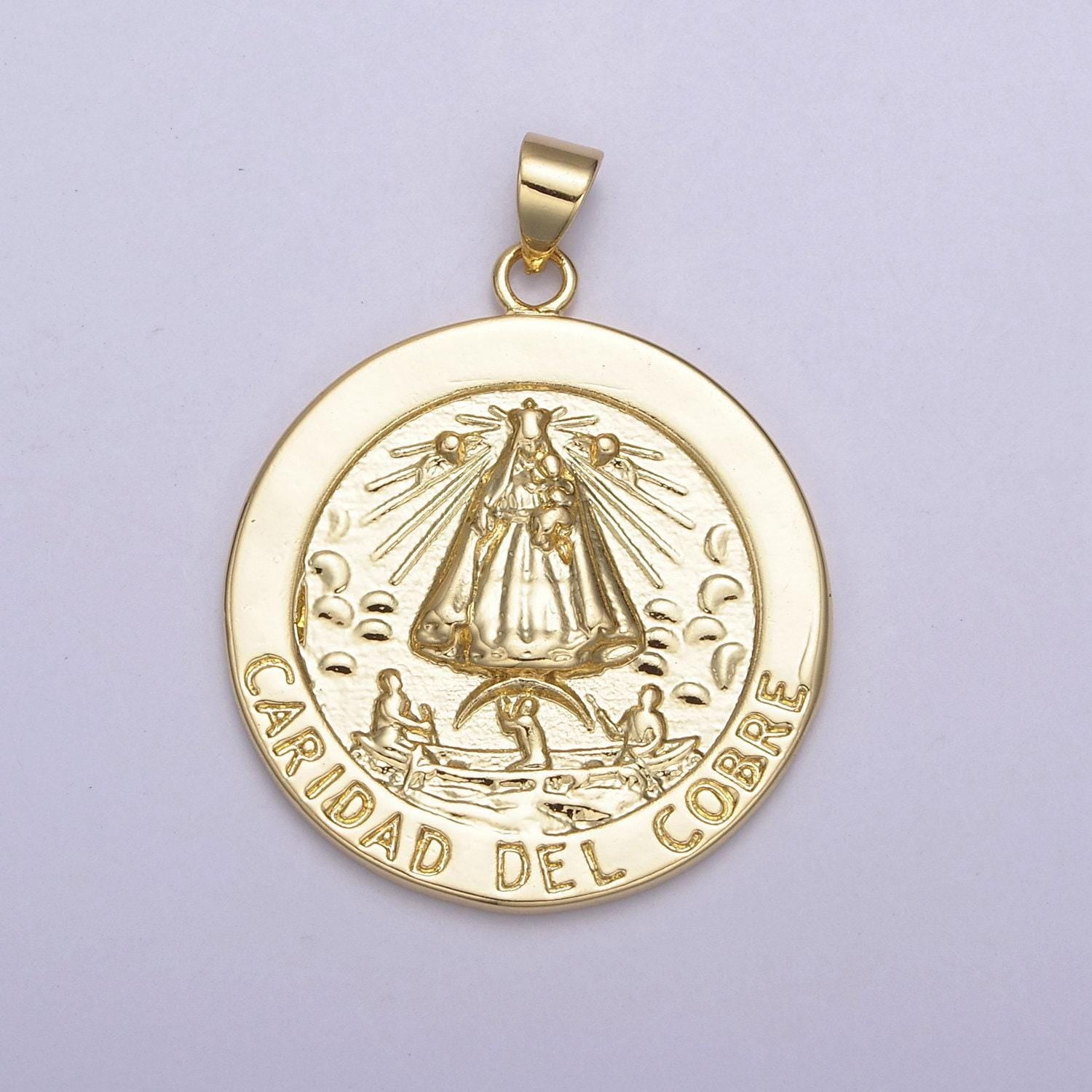 Gold coin la virgen de la caridad del cobre pendant for necklace supply h-863