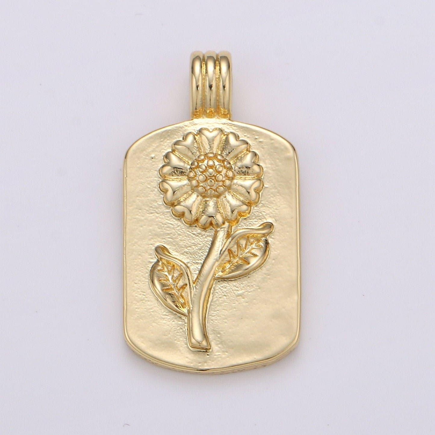 14k gf sun flower charms, gold sunflower pendant, dainty flower charm, small medallion charm for necklace floral flower jewelry h-841