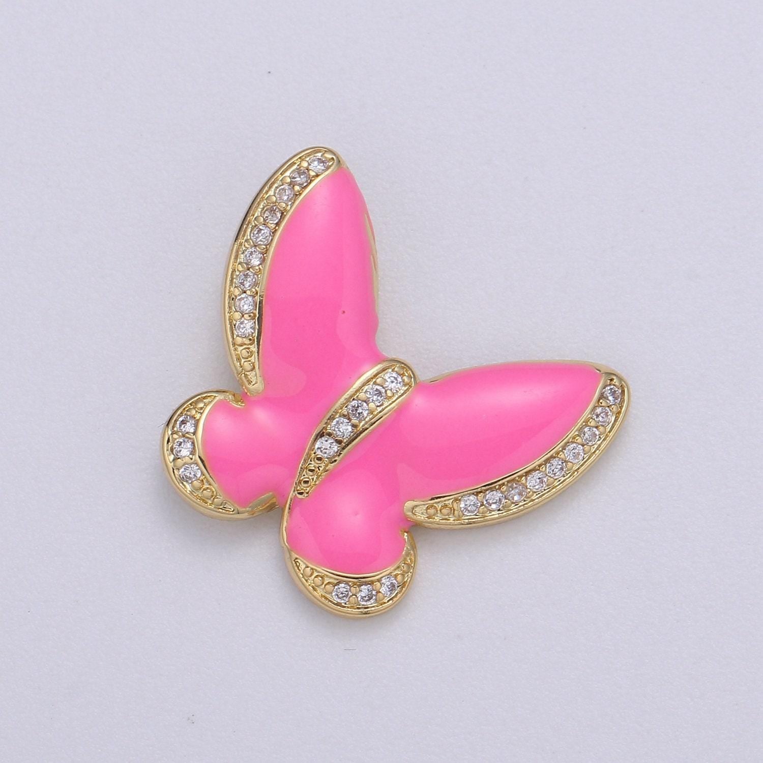 Enamel butterfly charm necklace dainty mariposa charm pendant for bracelet jewelry making supply blue, black pink red white evil eye h755