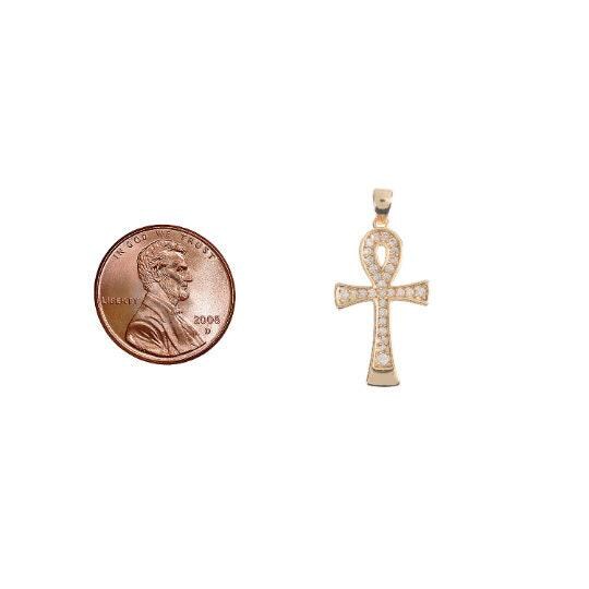 Ankh charm with cz egyptian pantheon, crux ansata, cubic zirconia necklace pendant micro pave charm bails for jewelry making h-746