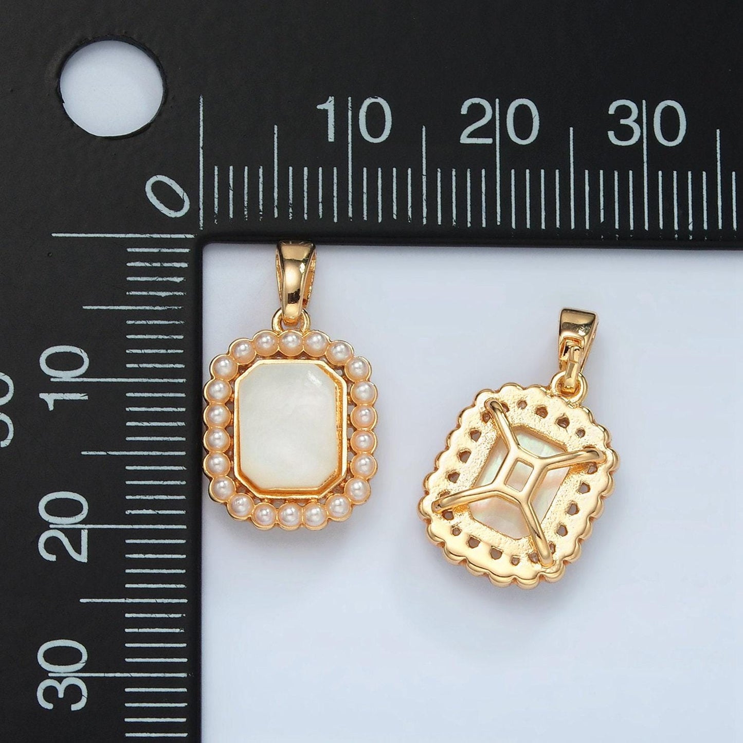24k gold filled shell pearl octagon charms pendant for bracelet necklace earring charm h743