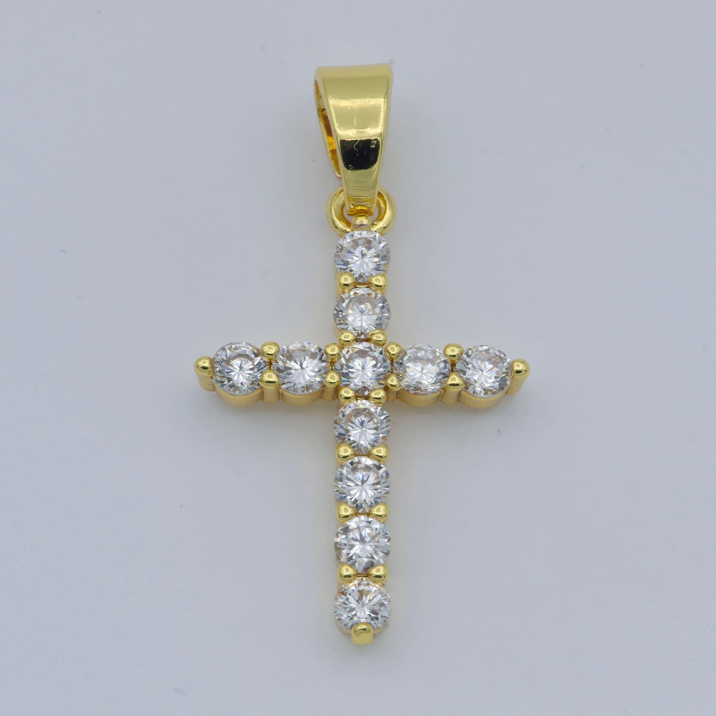 Micro pave cubic cross 24k gold filled pendant, cz 24k pendant, bracelet charm, necklace pendant, 24k gold jewelry, h-217