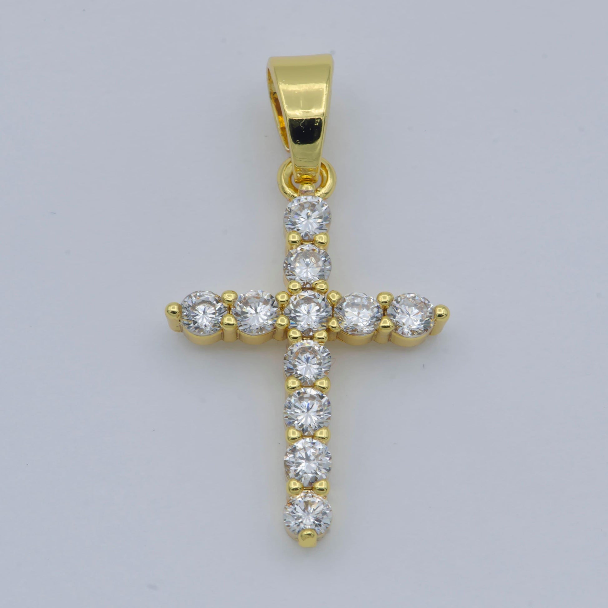 Micro pave cubic cross 24k gold filled pendant, cz 24k pendant, bracelet charm, necklace pendant, 24k gold jewelry, h-217
