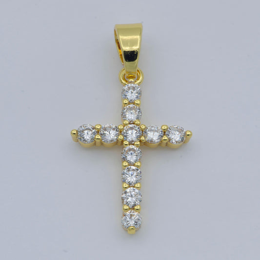 Micro pave cubic cross 24k gold filled pendant, cz 24k pendant, bracelet charm, necklace pendant, 24k gold jewelry, h-217
