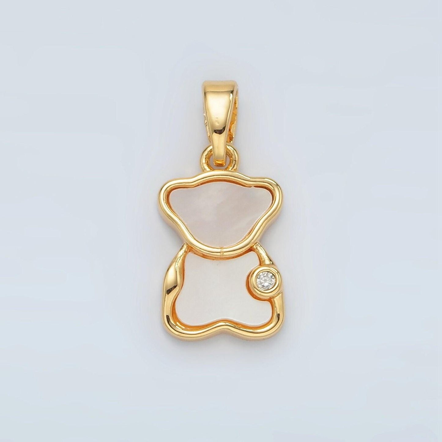 24k gold filled shell pearl charm teddy bear charms pendant for bracelet necklace earring charm h723