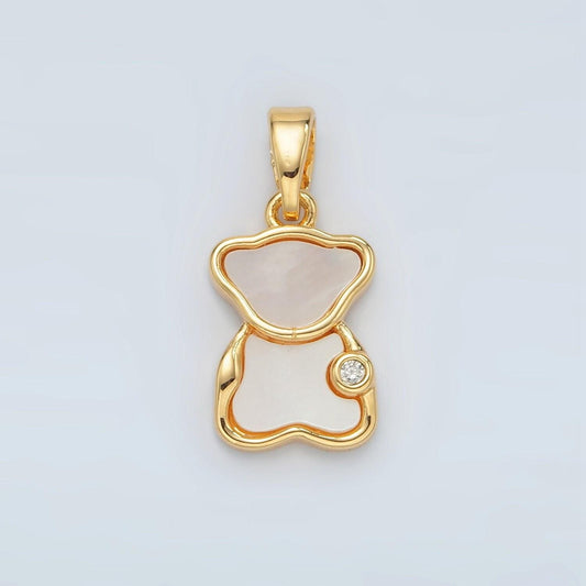 24k gold filled shell pearl charm teddy bear charms pendant for bracelet necklace earring charm h723