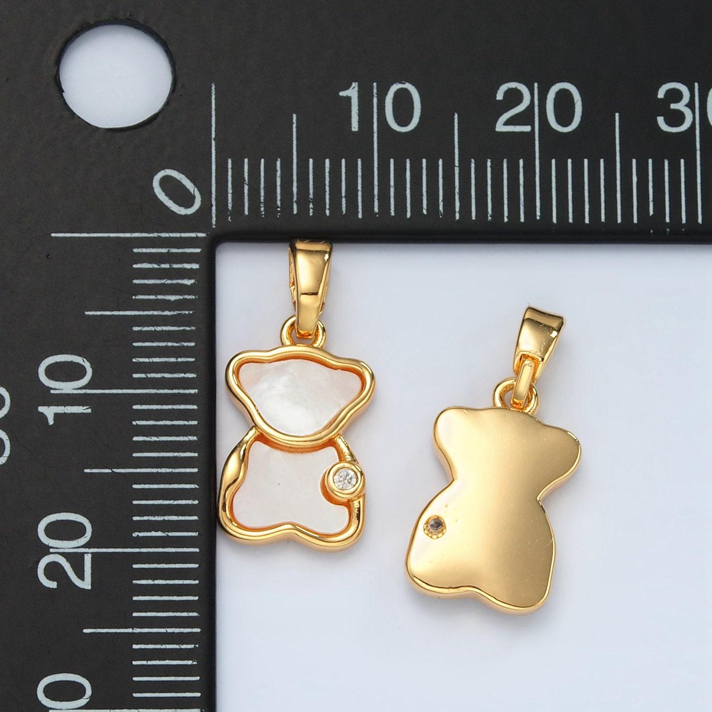24k gold filled shell pearl charm teddy bear charms pendant for bracelet necklace earring charm h723
