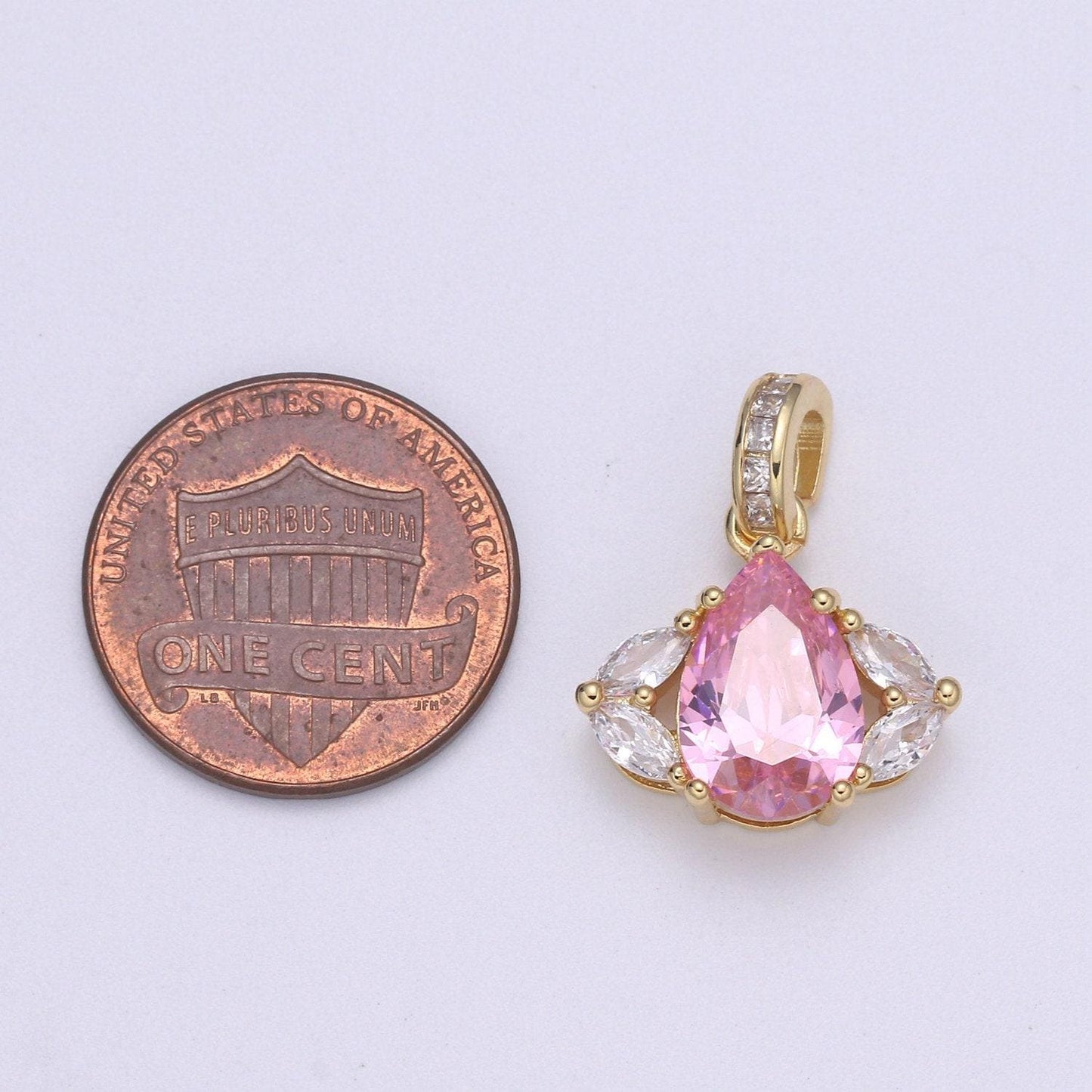 1pc 24k gold micro pave cz evil eye pendant charm, pink tear drop cz pendant charm, micro pave cubic bail for diy jewelry making 2190