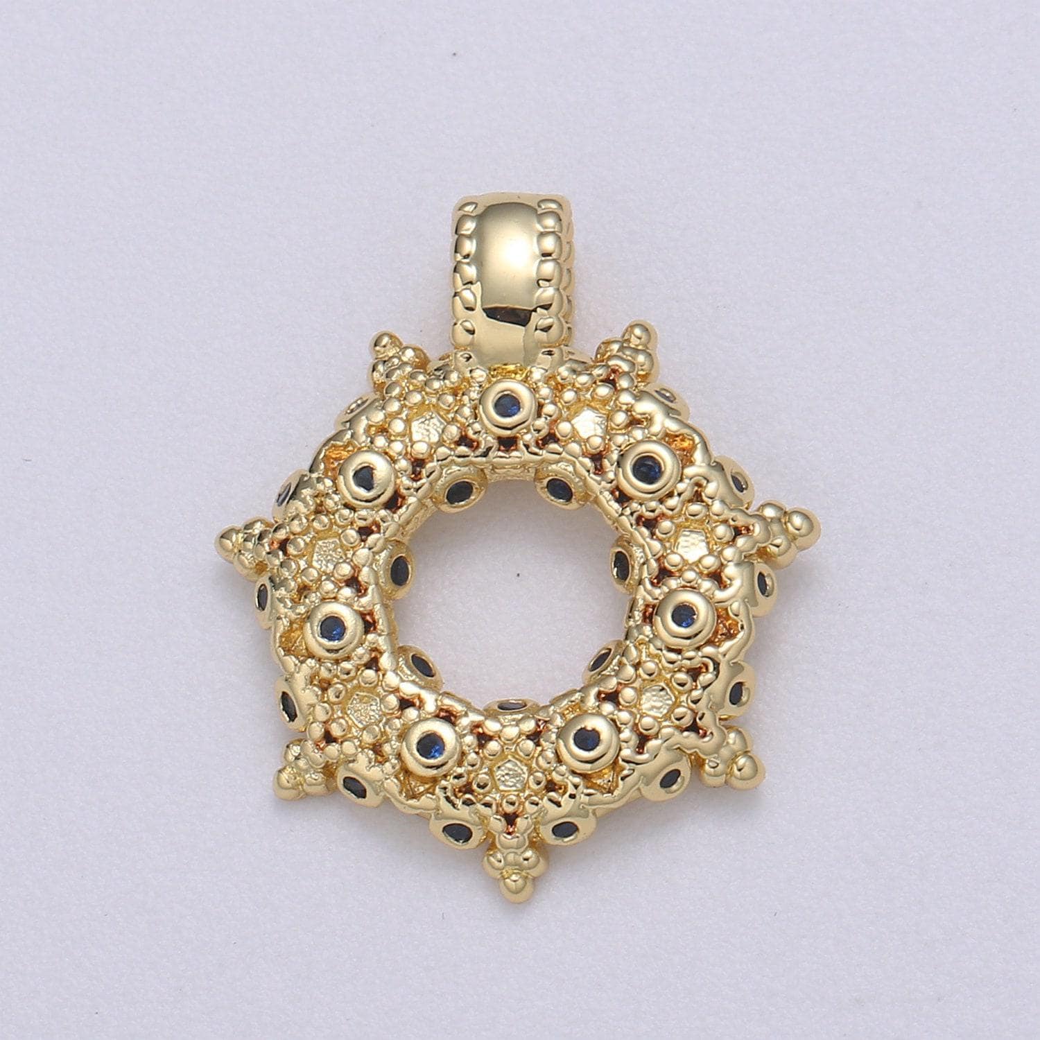 1pc 24k gold star cubic wreath charm, micro pave cz classic design pendant, pendant for diy jewelry, pdgf- 2189