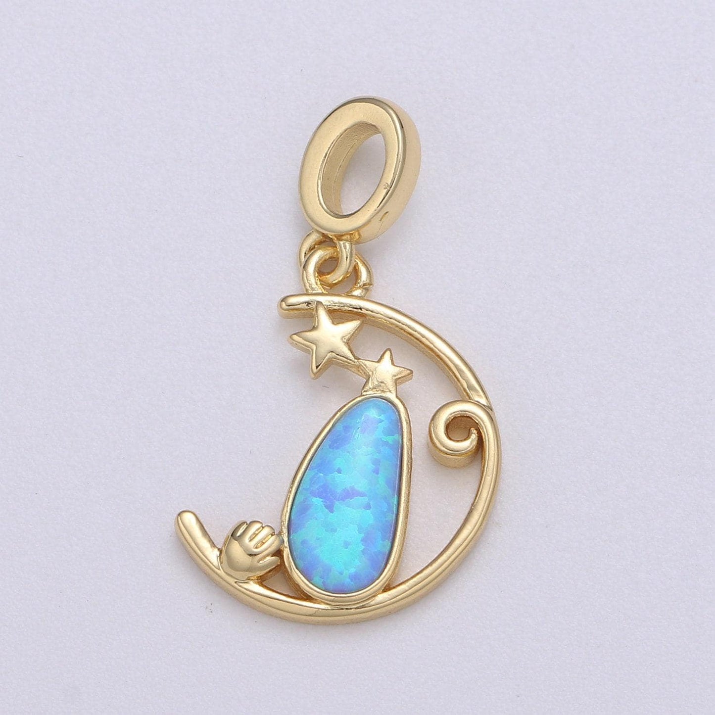 Blue and white opal 24k star pendant, teardrop opal charm baby hand charm for bracelet earring necklace pdgf-2188