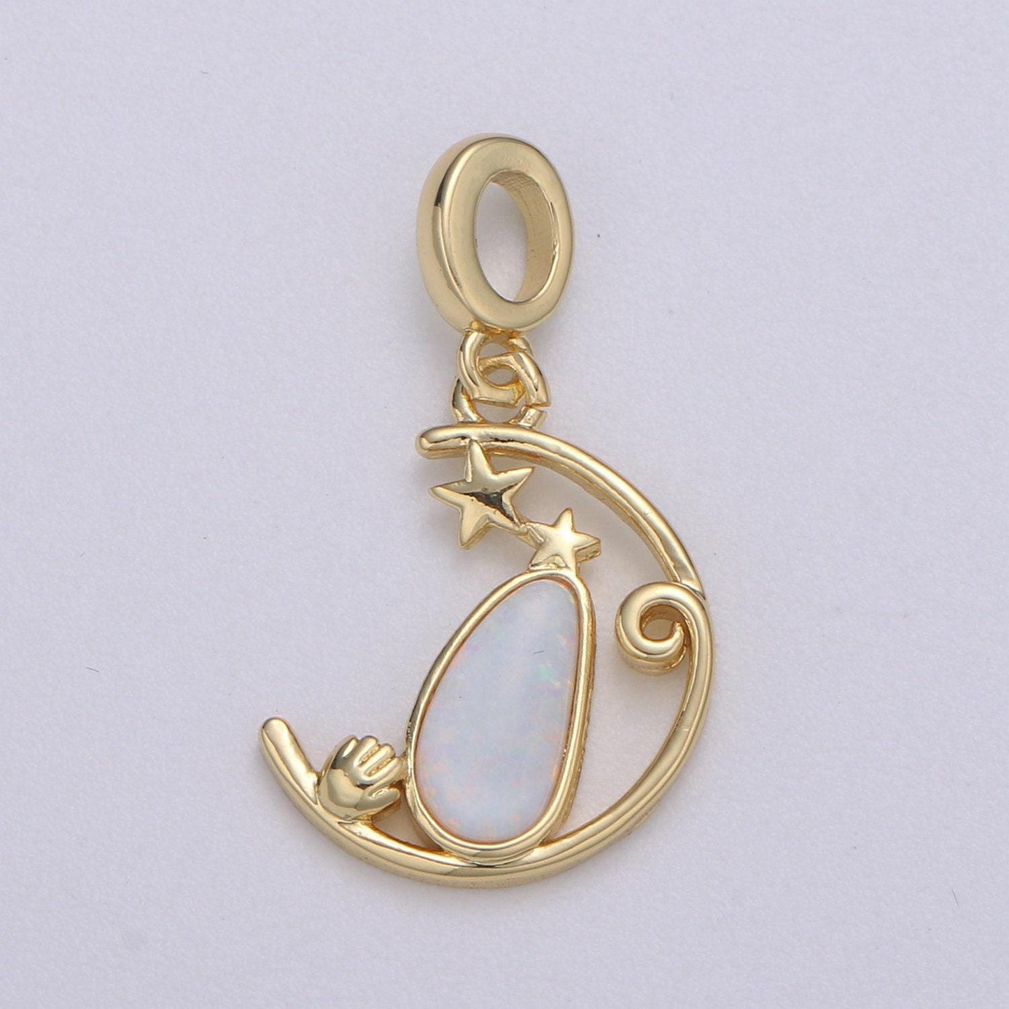 Blue and white opal 24k star pendant, teardrop opal charm baby hand charm for bracelet earring necklace pdgf-2188