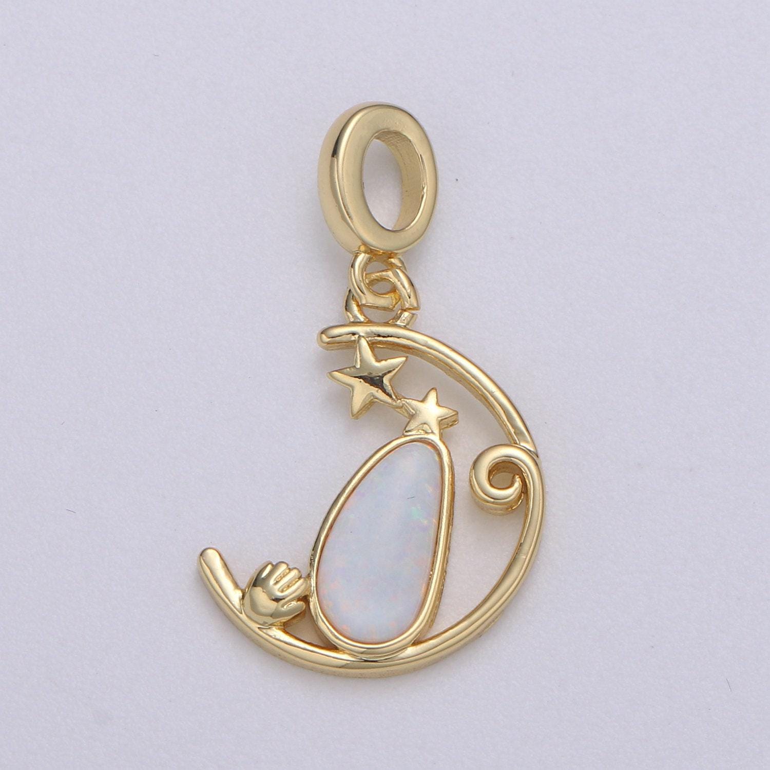 Blue and white opal 24k star pendant, teardrop opal charm baby hand charm for bracelet earring necklace pdgf-2188