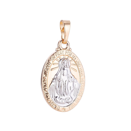 18k gold filled mother virgin mary, holy divine saint pray for us necklace pendant bead bails findings for jewelry making h-607