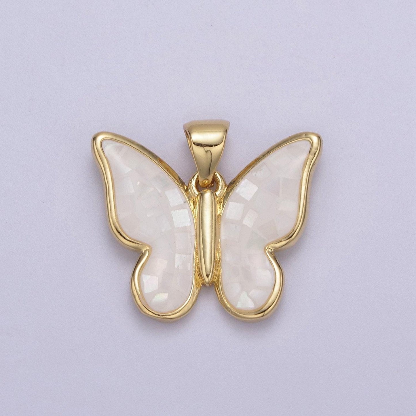 White / pink / blue / green opal mariposa butterfly charm for necklace, dainty butterfly pendant for jewelry making supply in gold filled