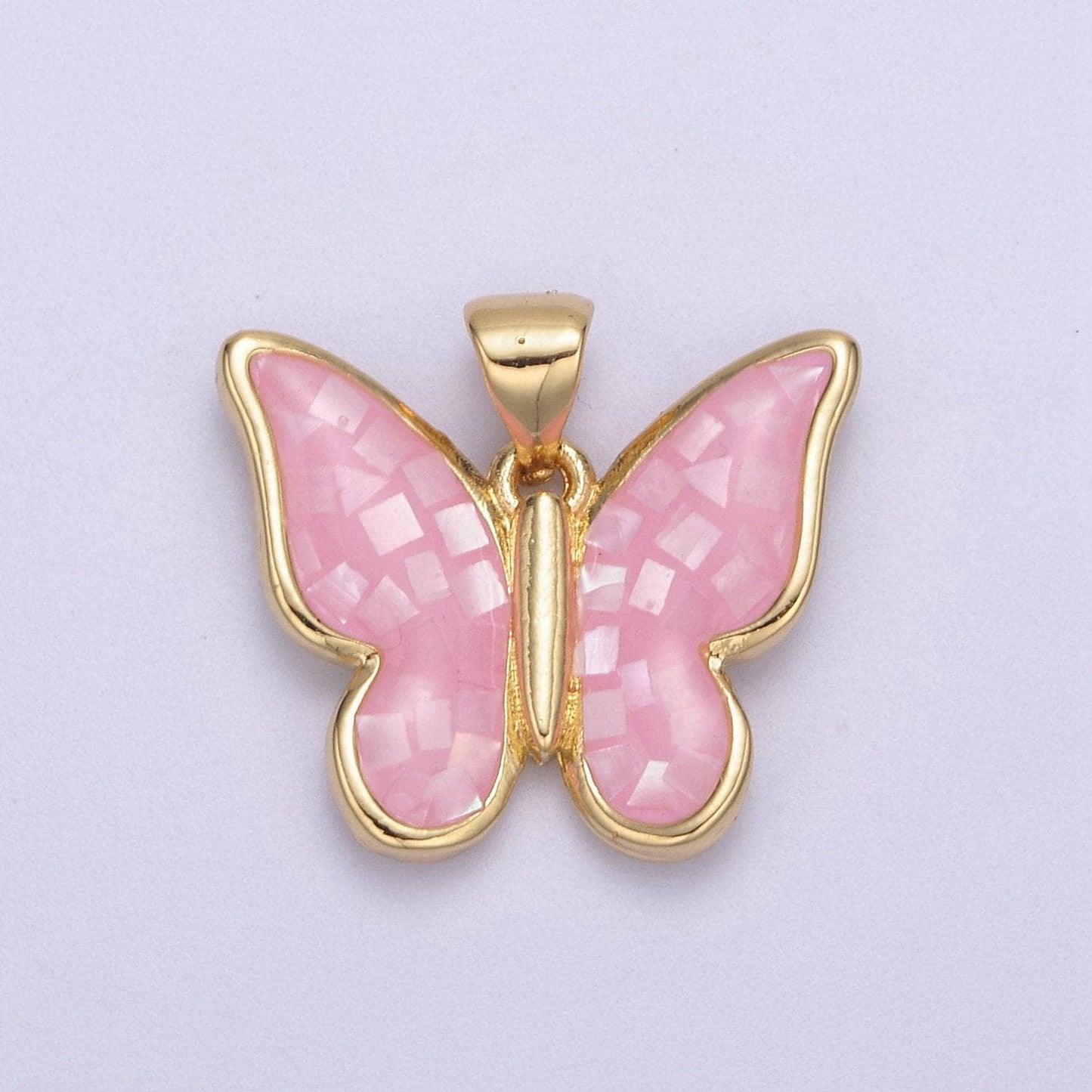White / pink / blue / green opal mariposa butterfly charm for necklace, dainty butterfly pendant for jewelry making supply in gold filled