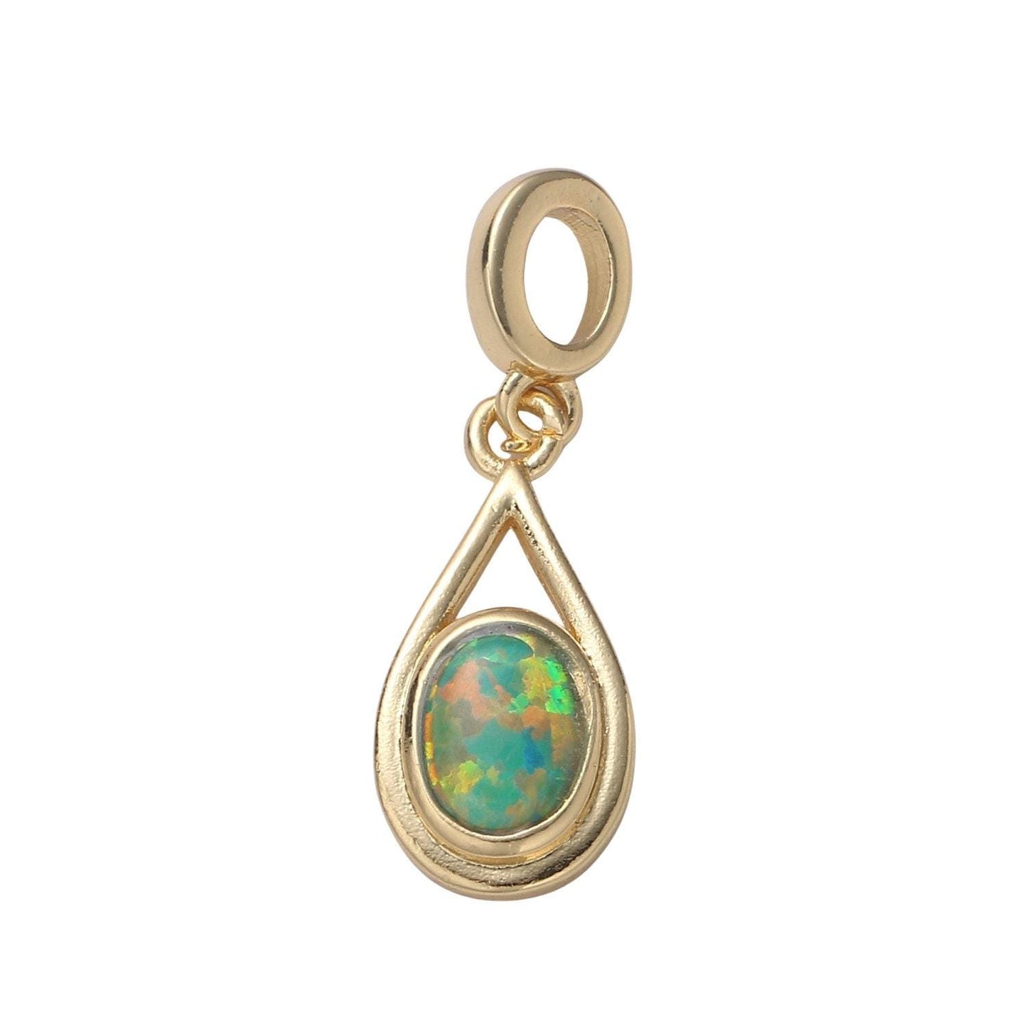 Mini opal oval charm, dainty teardrop gold charm dainty charm bracelet earring necklace supplies, jewelry making, pdgf 2186