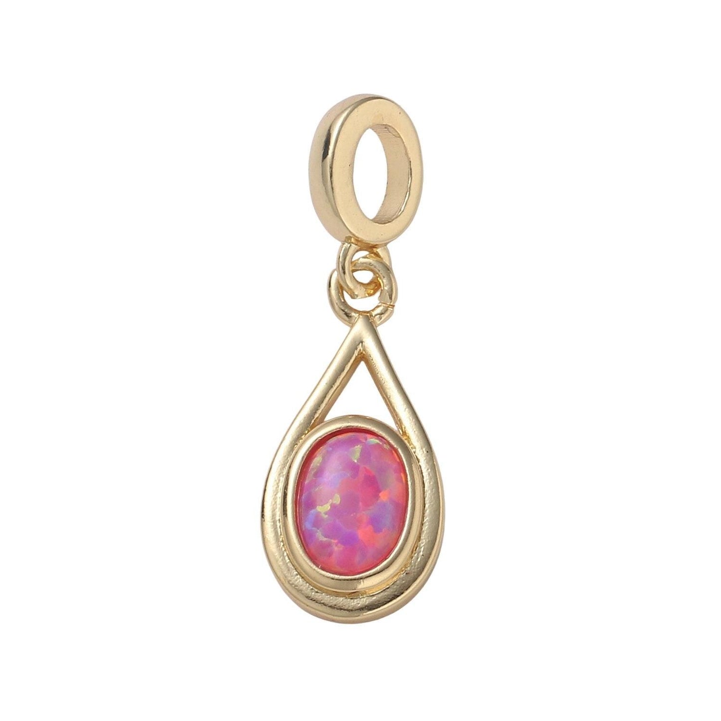 Mini opal oval charm, dainty teardrop gold charm dainty charm bracelet earring necklace supplies, jewelry making, pdgf 2186