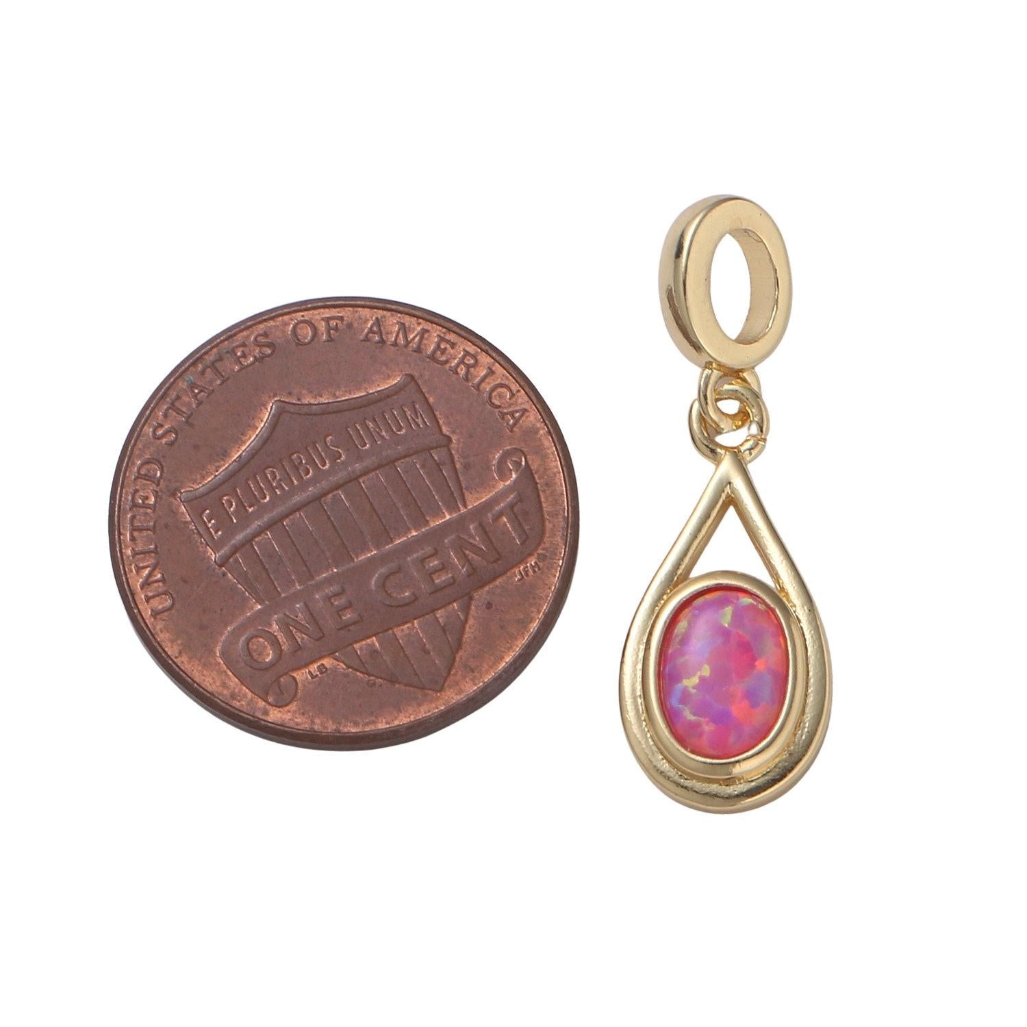 Mini opal oval charm, dainty teardrop gold charm dainty charm bracelet earring necklace supplies, jewelry making, pdgf 2186