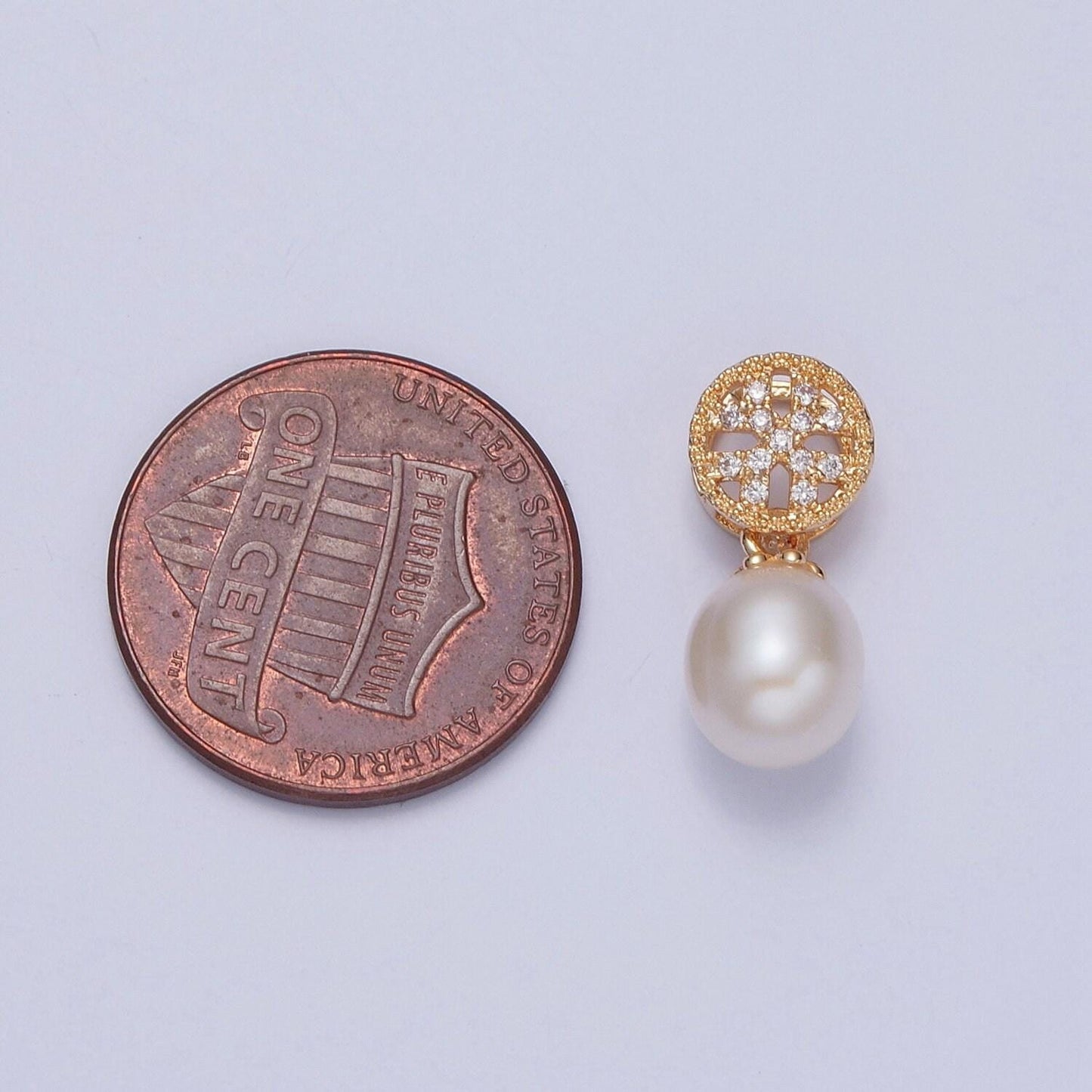 Dainty round pearl elegant dainty button micro pave cz ball charm for bracelet necklace component | h-561