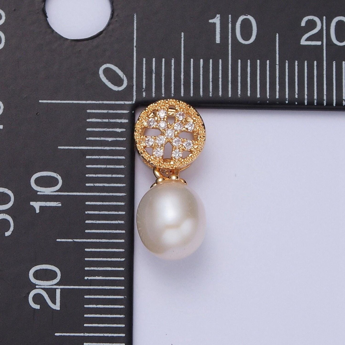 Dainty round pearl elegant dainty button micro pave cz ball charm for bracelet necklace component | h-561