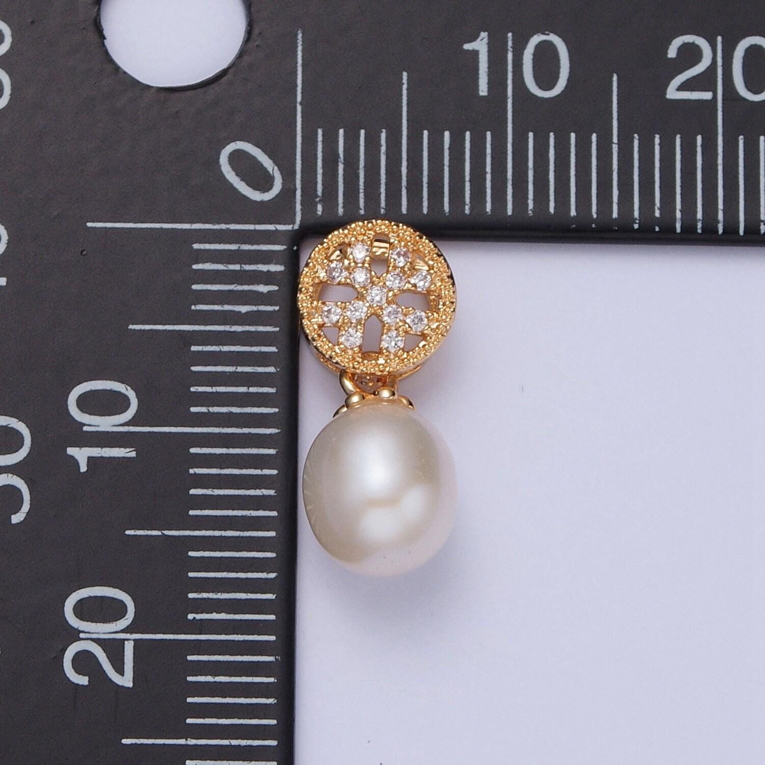 Dainty round pearl elegant dainty button micro pave cz ball charm for bracelet necklace component | h-561