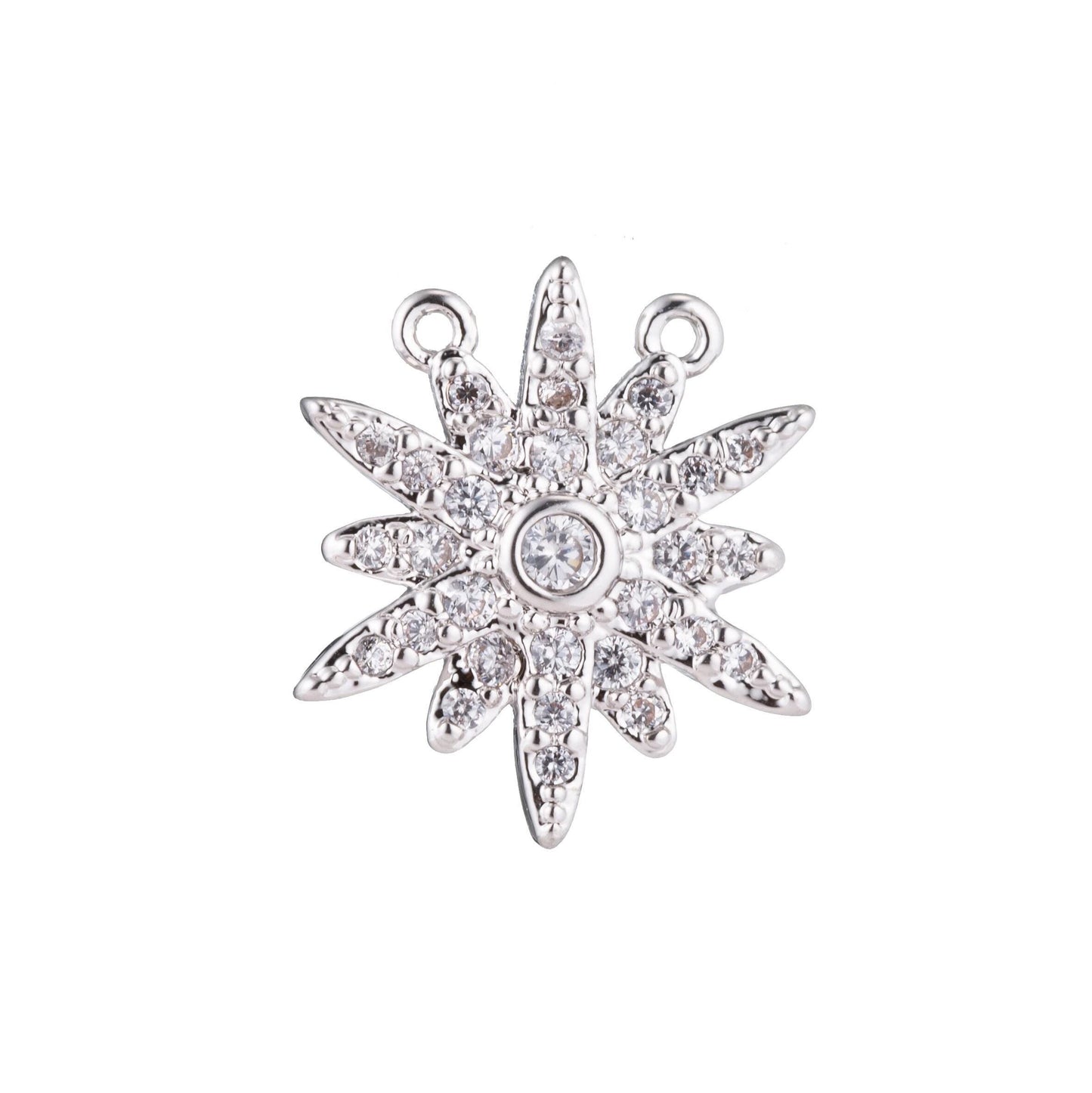Mini 24k gold filled sunburst charm, tiny silver sun ray link connector charm for necklace bracelet earring