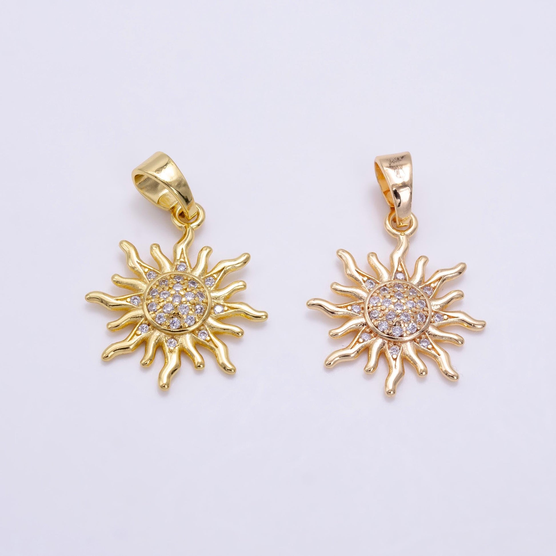 24k gold filled sun charm w cz pendant, sun ray charm celestial sun pendant, bohemian jewelry | h539