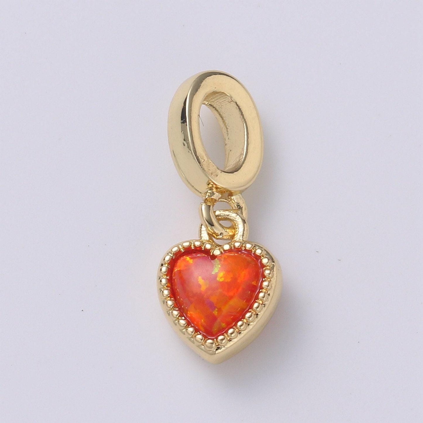 Red purple opal heart charm , love heart pendant, gold heart charm for bracelet necklace jewelry making supply pdgf-2184
