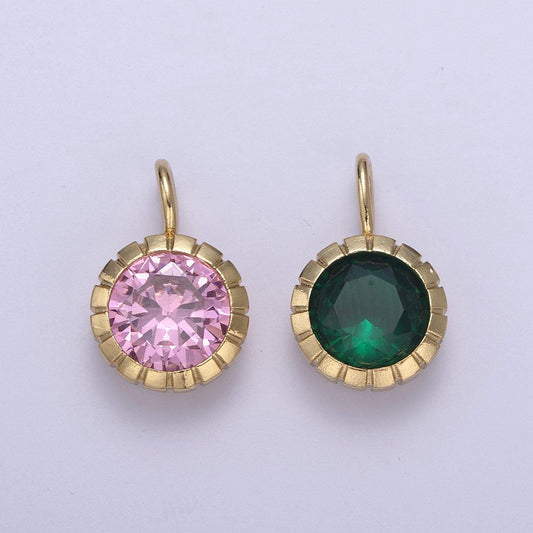 May / june birthstone pendant add on charm dainty cubic cz stone for necklace bracelet supply h-495 / h-496