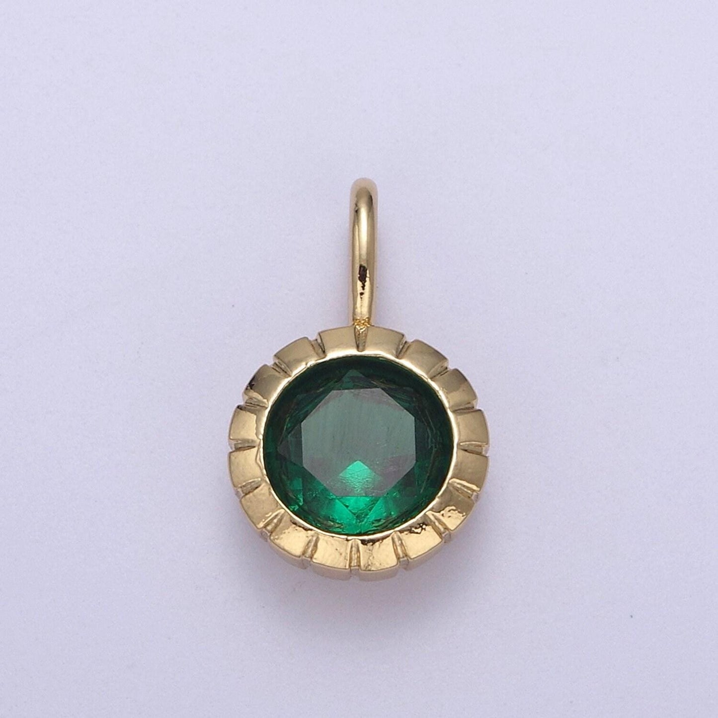 Mini round cz may / june birthstone pendant add on charm dainty pink green cz stone for necklace bracelet supply h-493 / h-494
