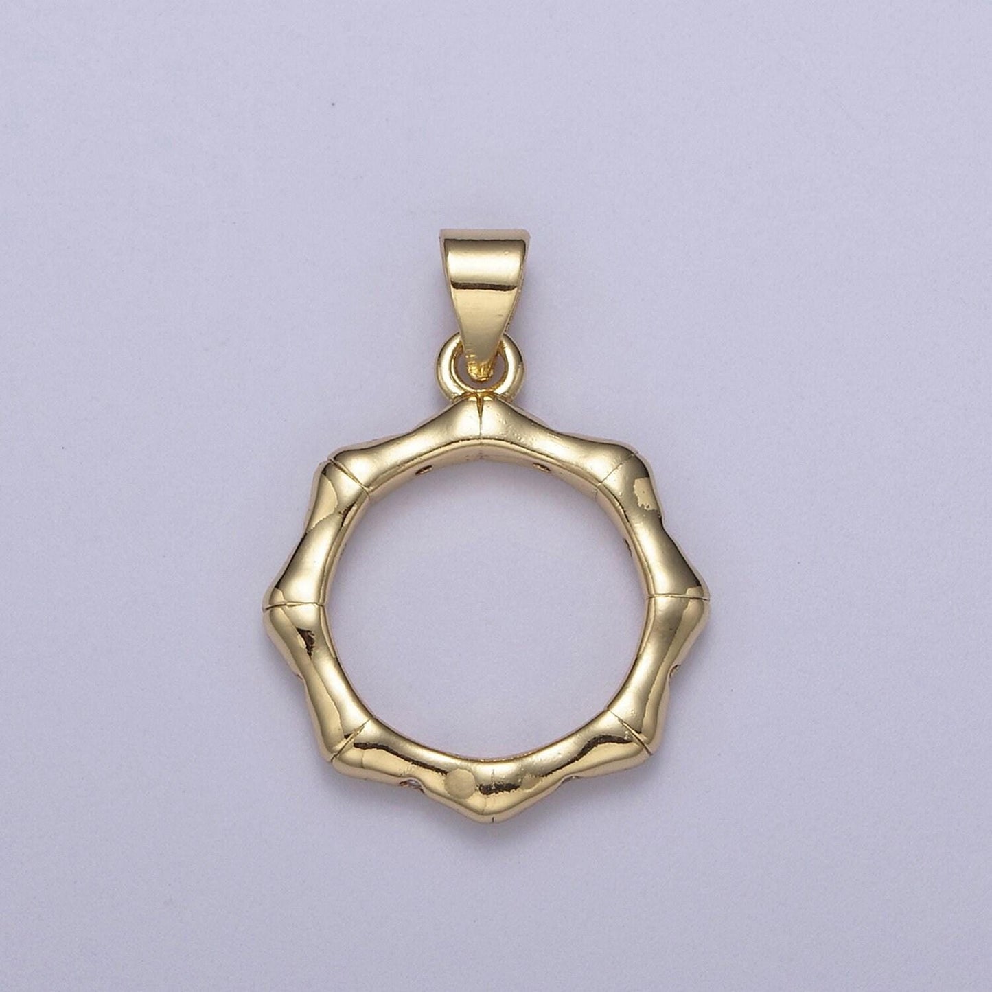 Bamboo circle charm pendant for necklace bracelet supply h-490