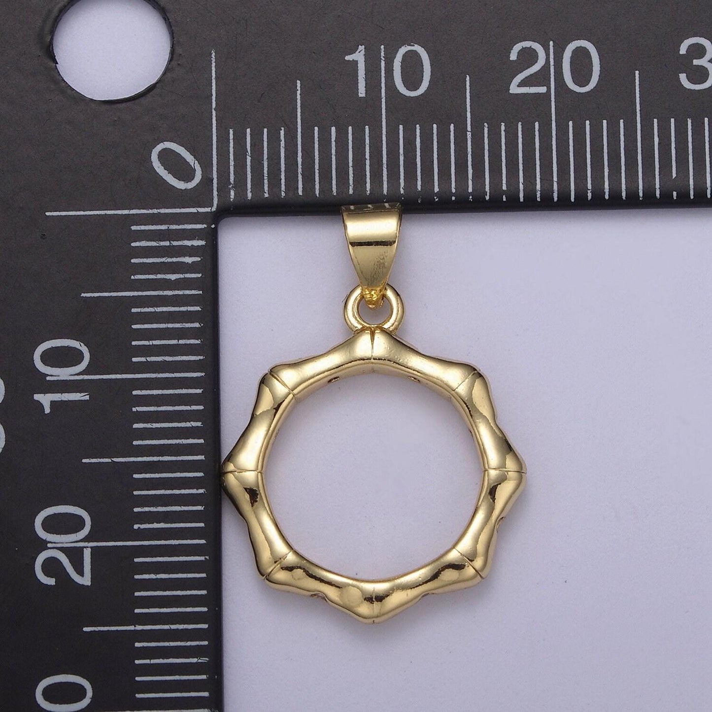Bamboo circle charm pendant for necklace bracelet supply h-490