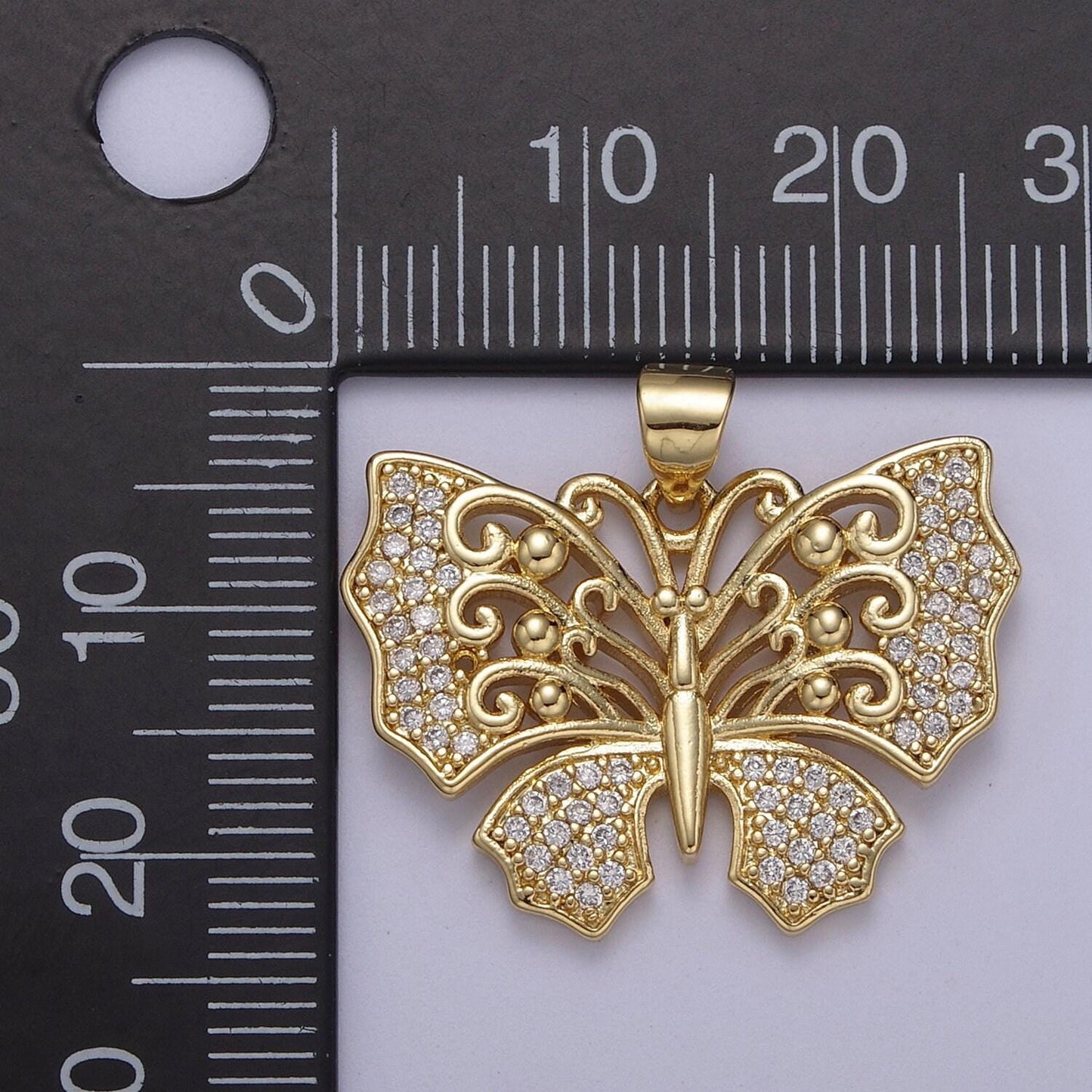 Micropave cubic zirconia gold filled butterfly charm monarch butterfly pendant diy jewelry accessories h-487