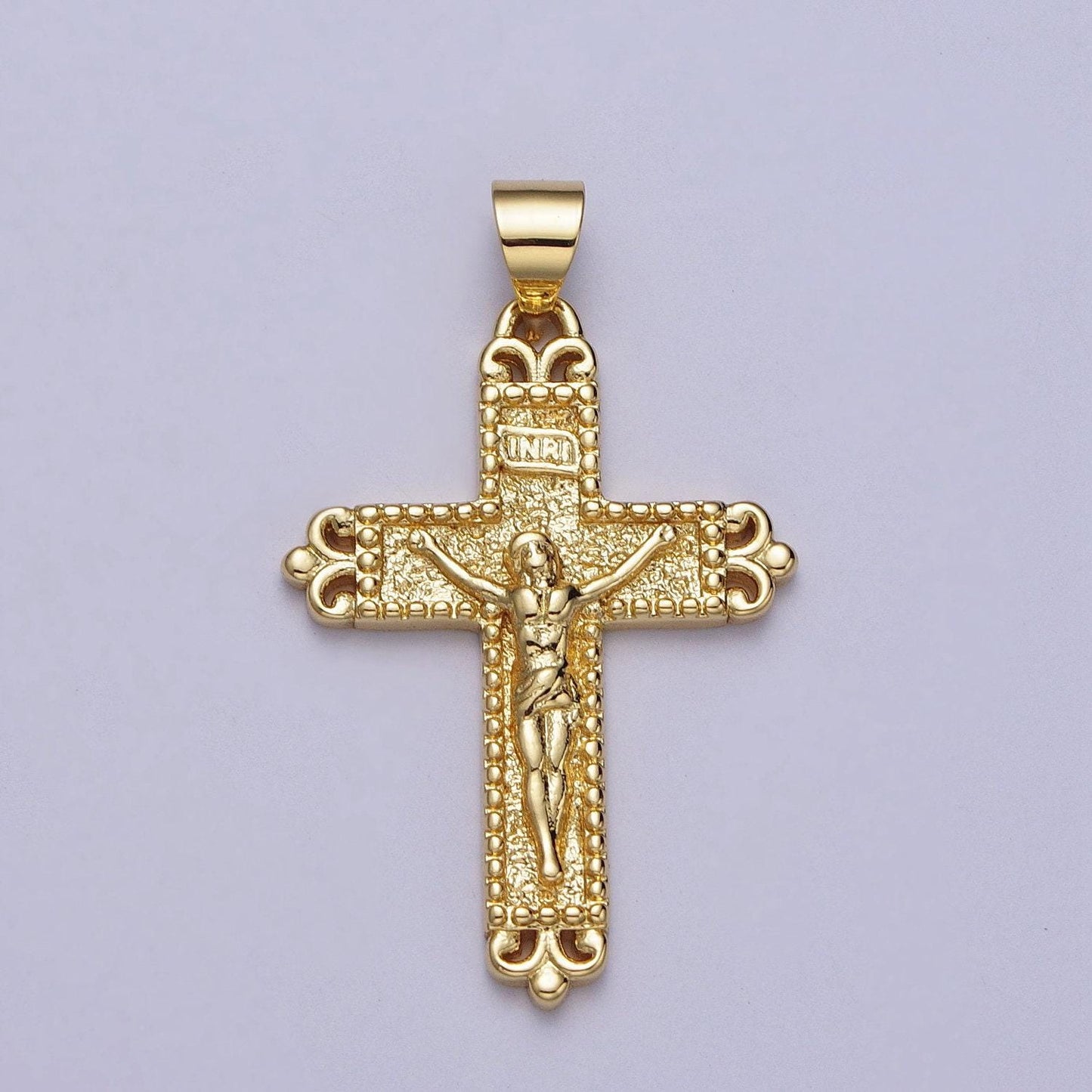 Design statement crucifix cross pendant gold cross charm bold pendant, religion charms, faith charms h-048